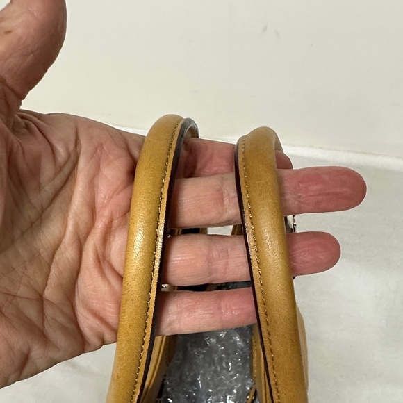 Tignanello Mustard Leather Satchel with Buckle Details - Picture 7 of 15